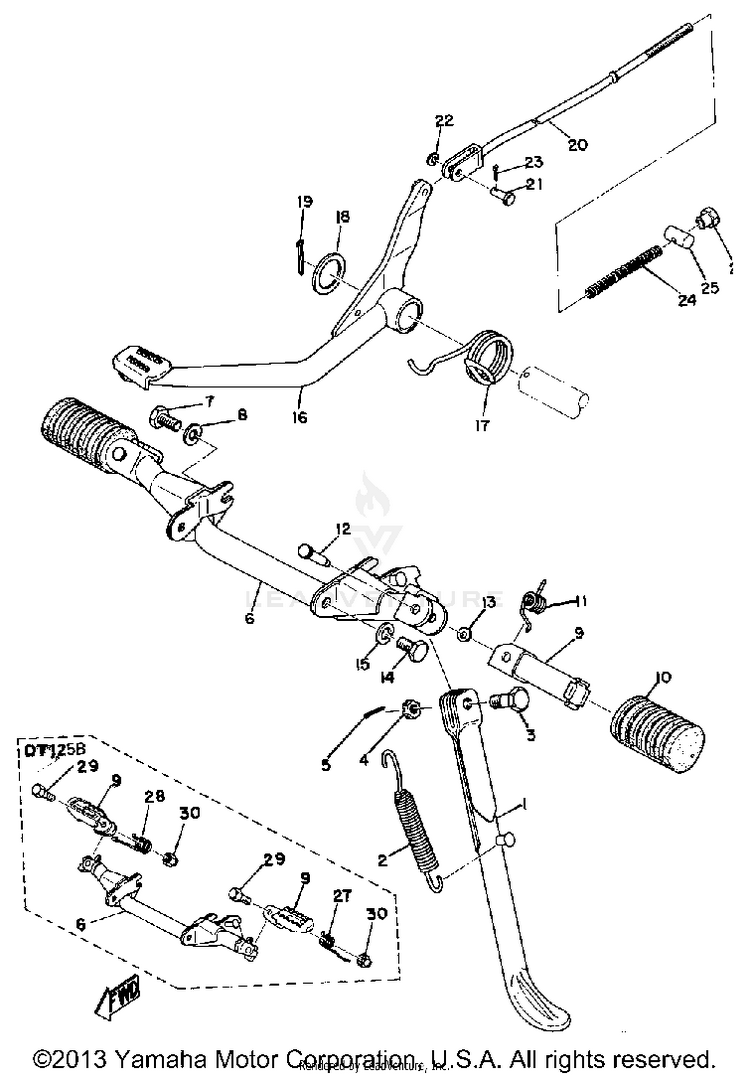 Stand - Footrest - Brake Pedal Schematic