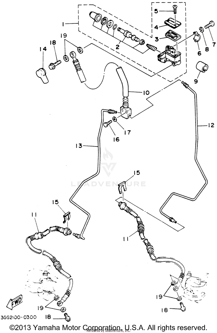 Front Master Cylinder BANSHEE - YFZ350F - 1994 Schematic