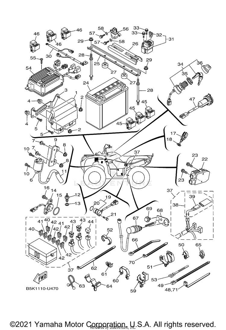 Electrical 1 KODIAK 700 EPS HUNTI - YFM70KPHNY - 2022 Schematic