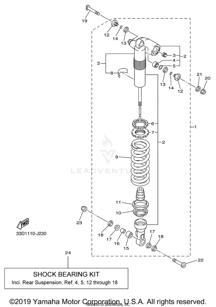 Rear Suspension YZ450FB - YZ450FBL - 2012 Schematic