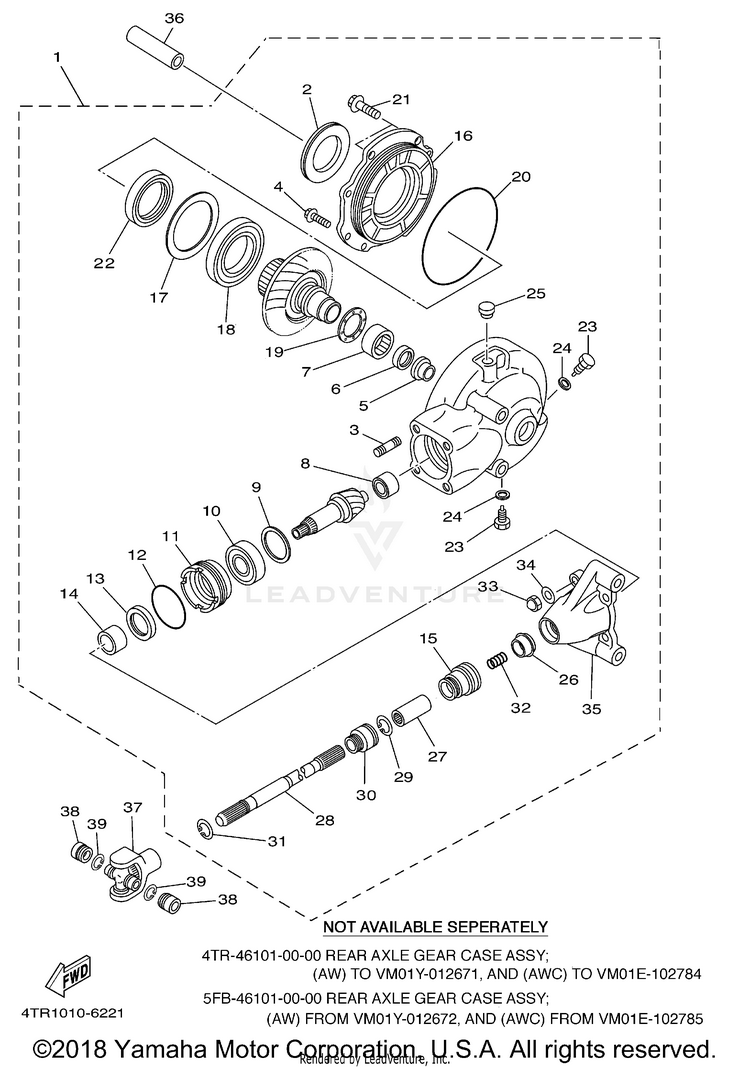 Drive Shaft V STAR 650 CLASSIC C - XVS65AWC - 2007 Schematic