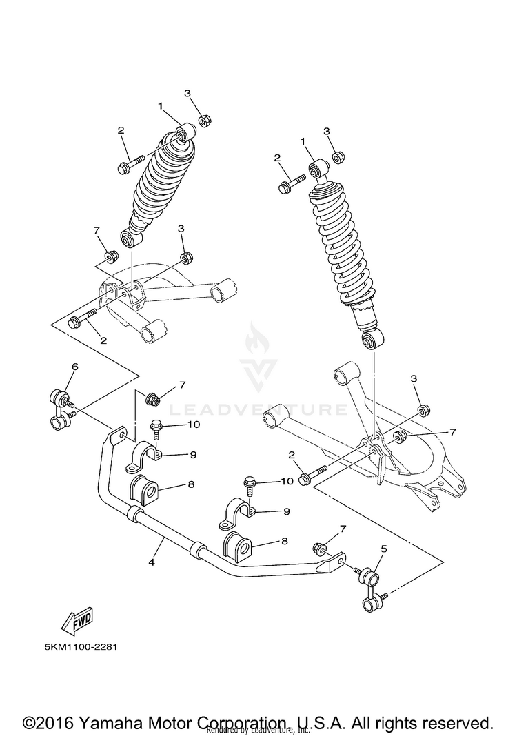 Rear Suspension GRIZZLY 660 - YFM66FAT - 2005 Schematic