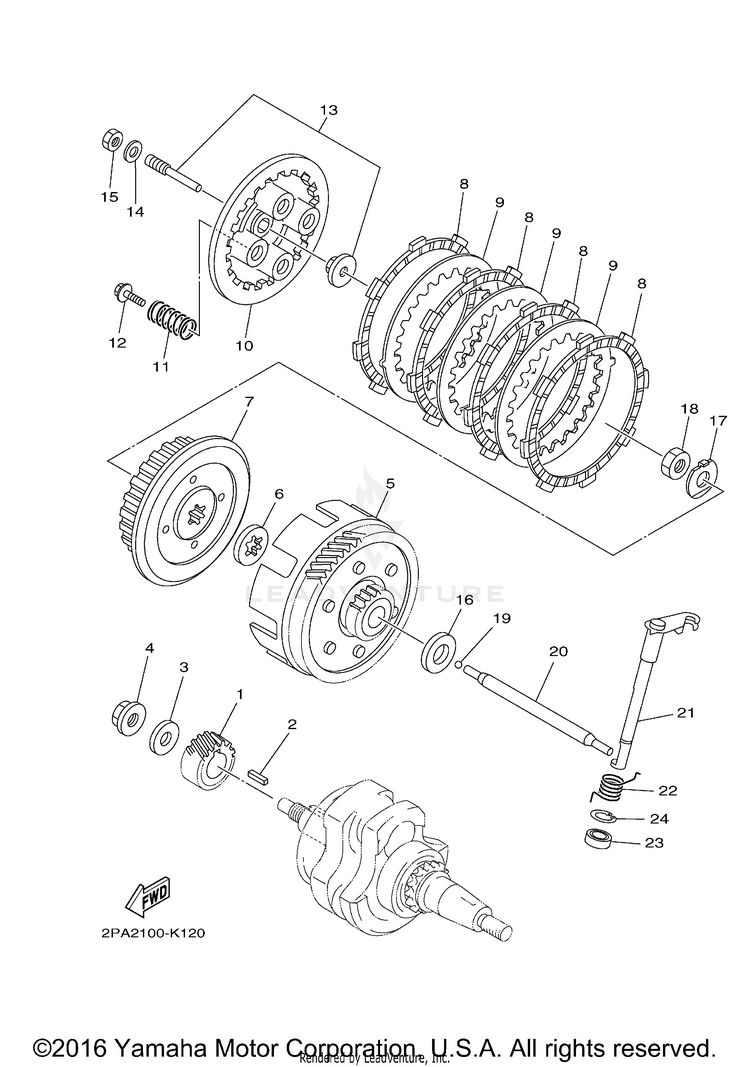 Clutch RAPTOR 125 - YFM125RBL - 2012 Schematic