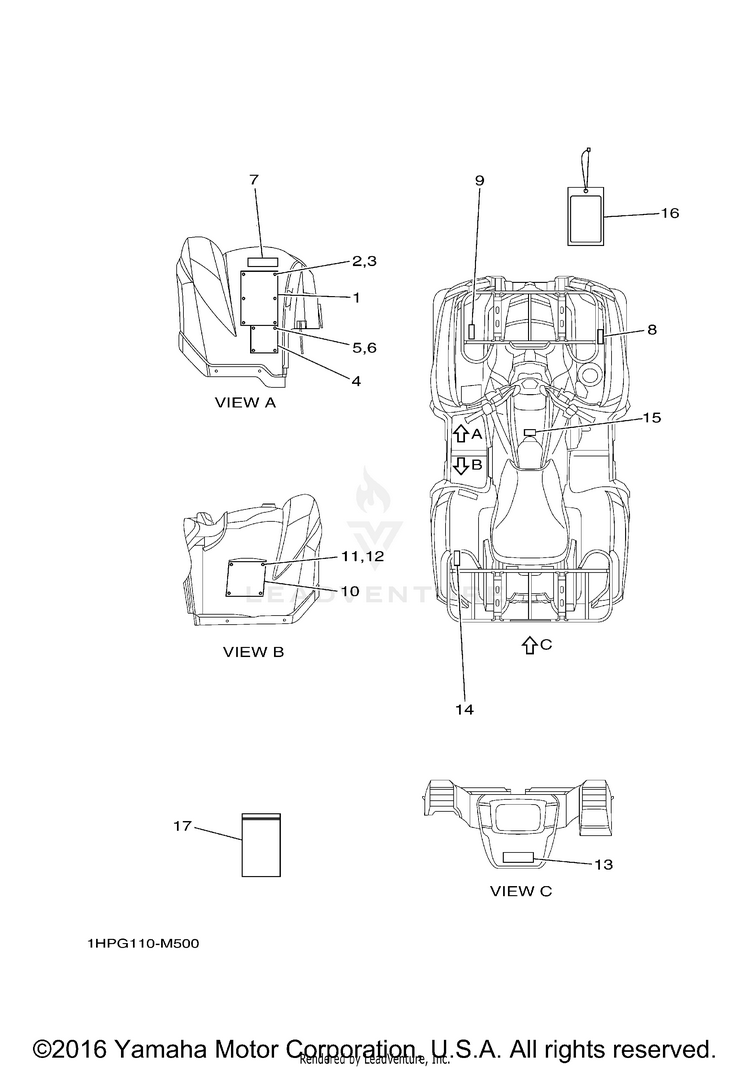 Emblem Label 1 GRIZZLY 700 FI EPS - YFM700PEG - 2014 Schematic
