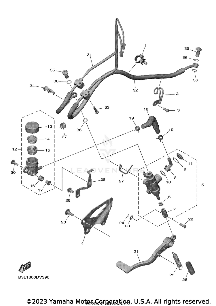 Rear Master Cylinder YZFR1 - YZFR1LCB - 2020 Schematic