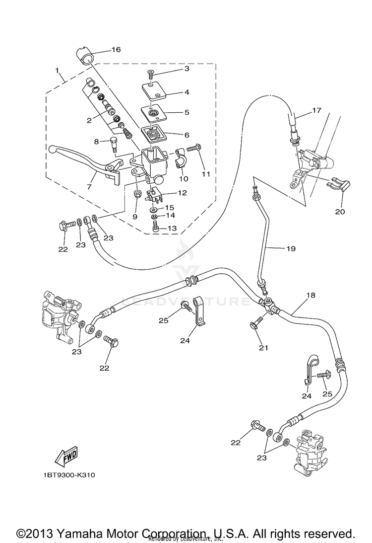 Front Master Cylinder RAPTOR 250 - YFM25RAL - 2011 Schematic