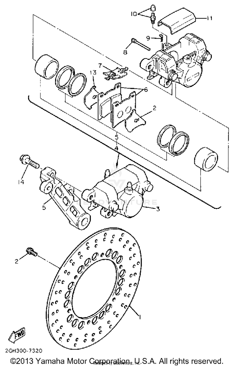 Rear Brake Caliper Schematic