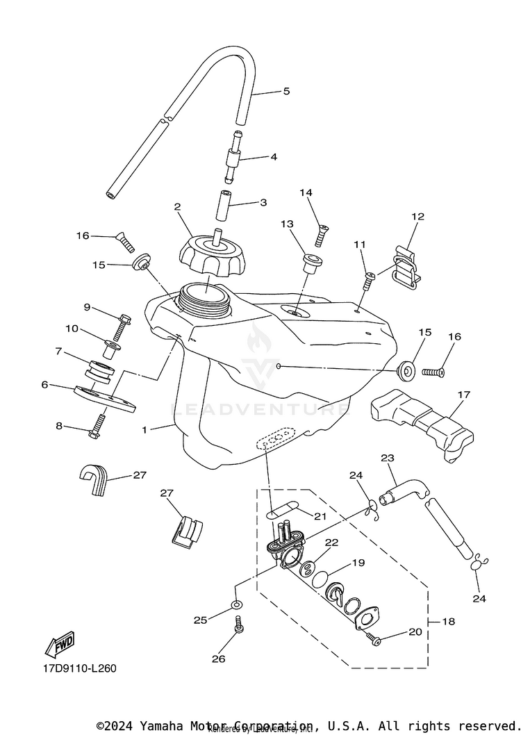 Fuel Tank YZ250FB - YZ250FBL - 2012 Schematic