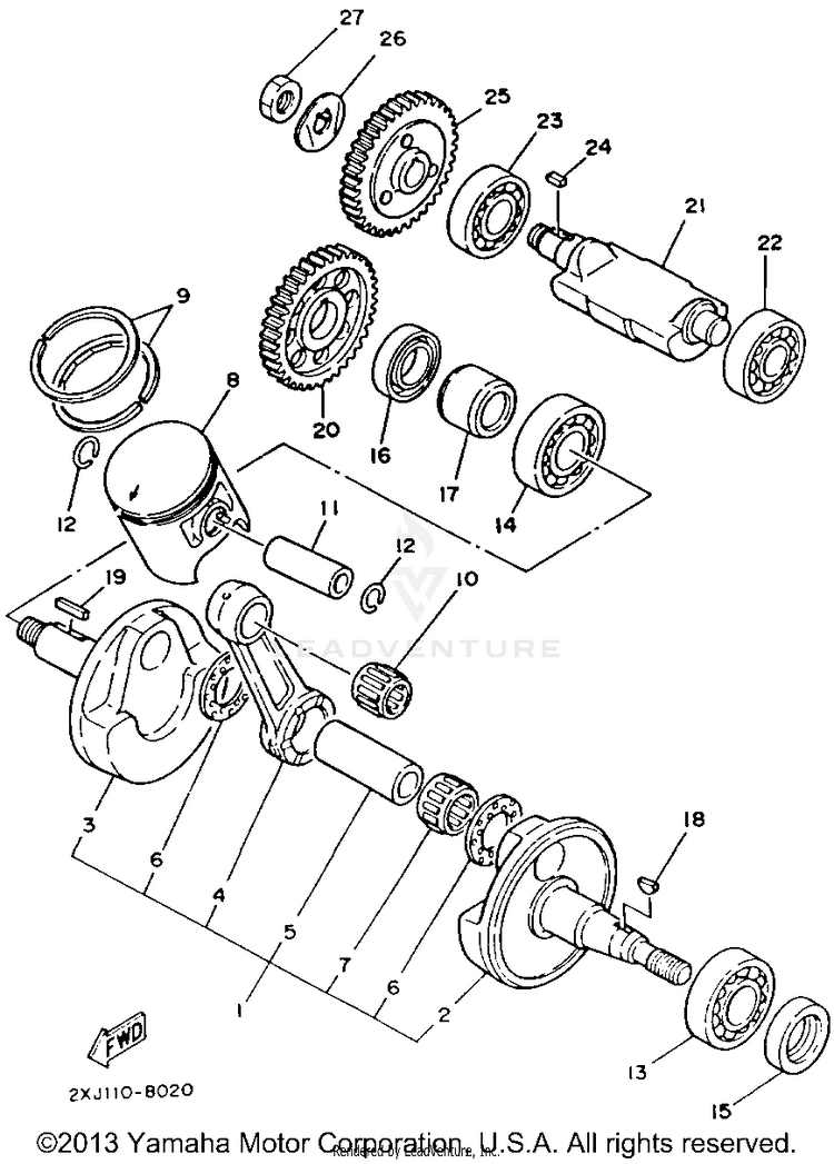 Crankshaft Piston BLASTER - YFS200D - 1992 Schematic