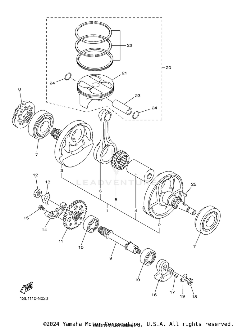 Crankshaft Piston YZ450F - YZ450FFL - 2015 Schematic