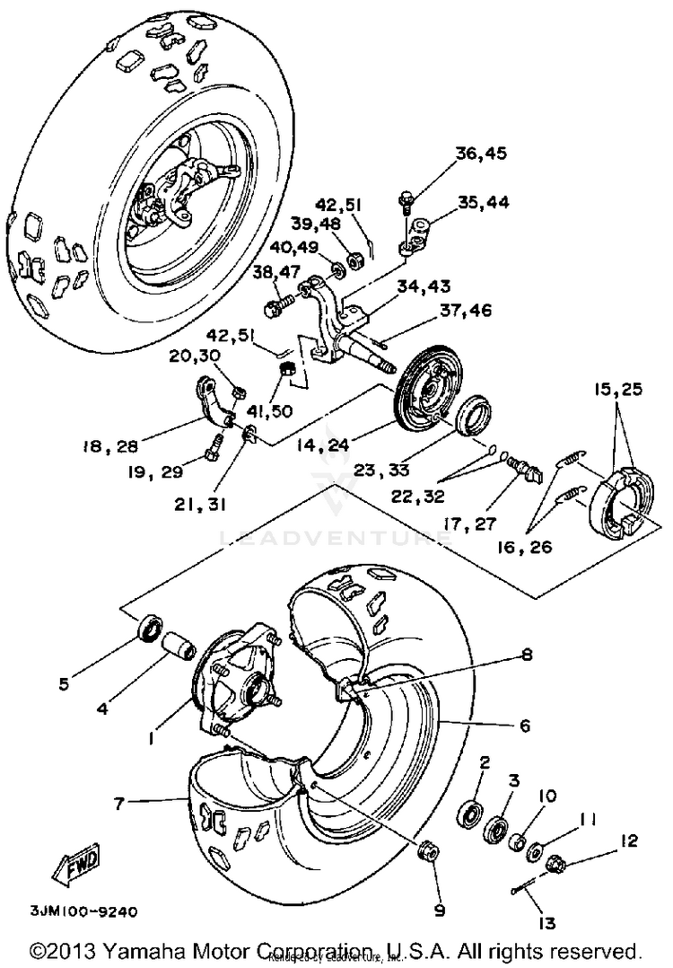 Front Wheel BLASTER - YFS200B - 1991 Schematic