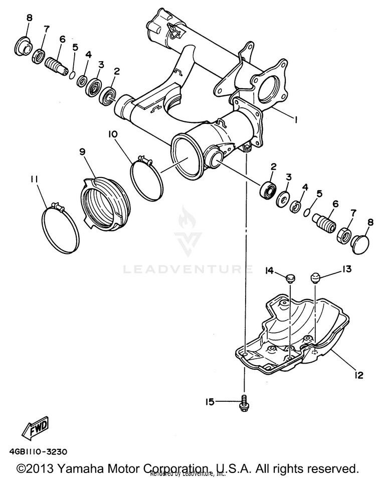 Rear Arm Suspension KODIAK 4WD - YFM400FWG - 1995 Schematic