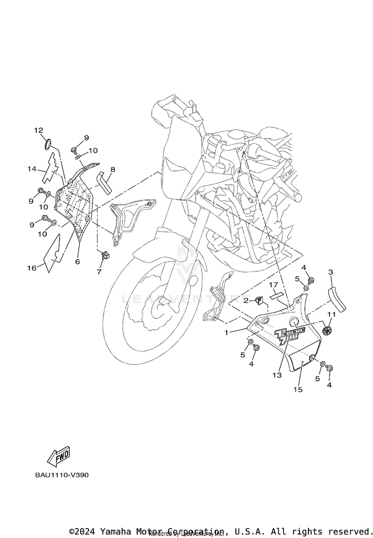 Cowling 2 TENERE 700 - XTZ7MCB - 2021 Schematic
