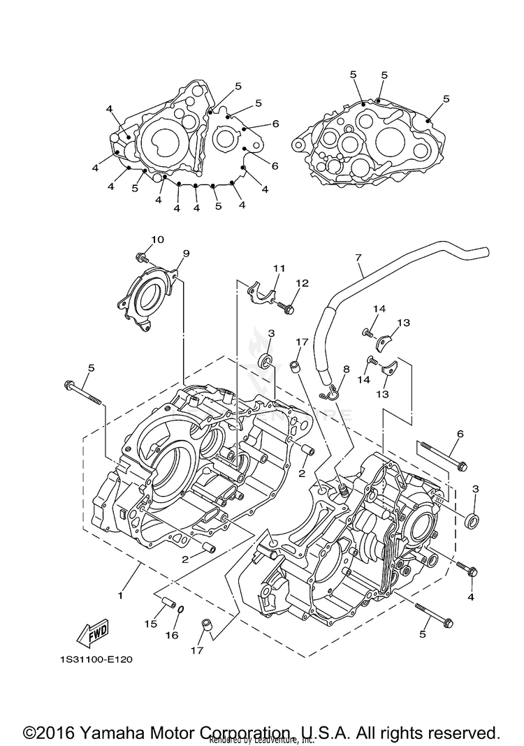 Crankcase RAPTOR 700 - YFM700REL - 2014 Schematic