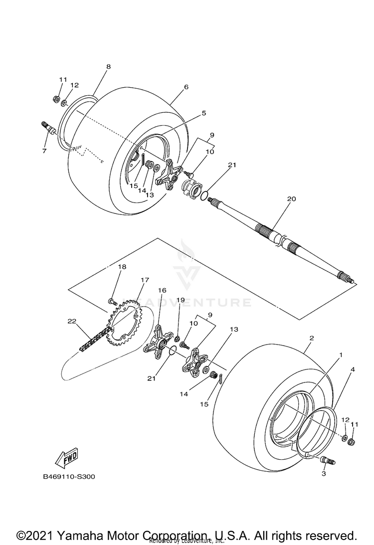 Rear Wheel RAPTOR 700R SPECIAL - YFM70RCCMW - 2021 Schematic