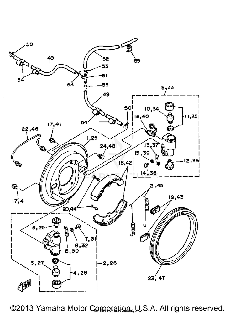 Front Brake BIG BEAR - YFM350FWB_MNH - 1991 Schematic