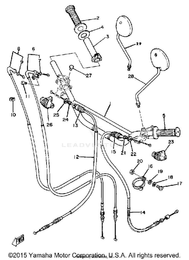 Handlebar Cable XT250H - 1981 Schematic