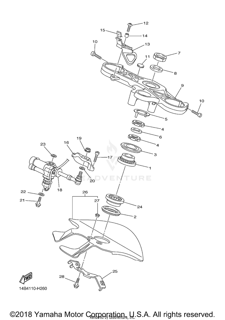 Steering YZFR1 - YZFR1YCB - 2009 Schematic