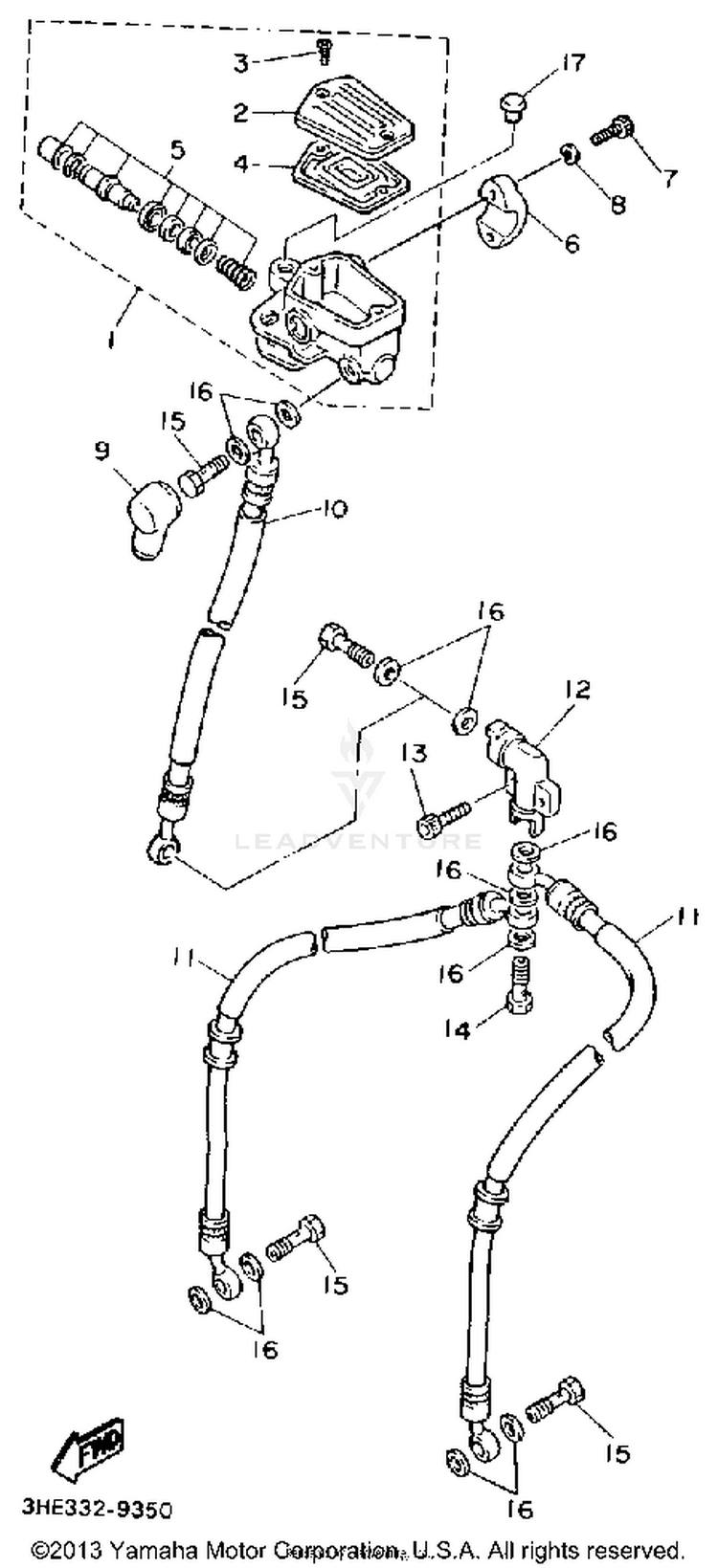 Front Master Cylinder FZR600RAC - 1990 Schematic