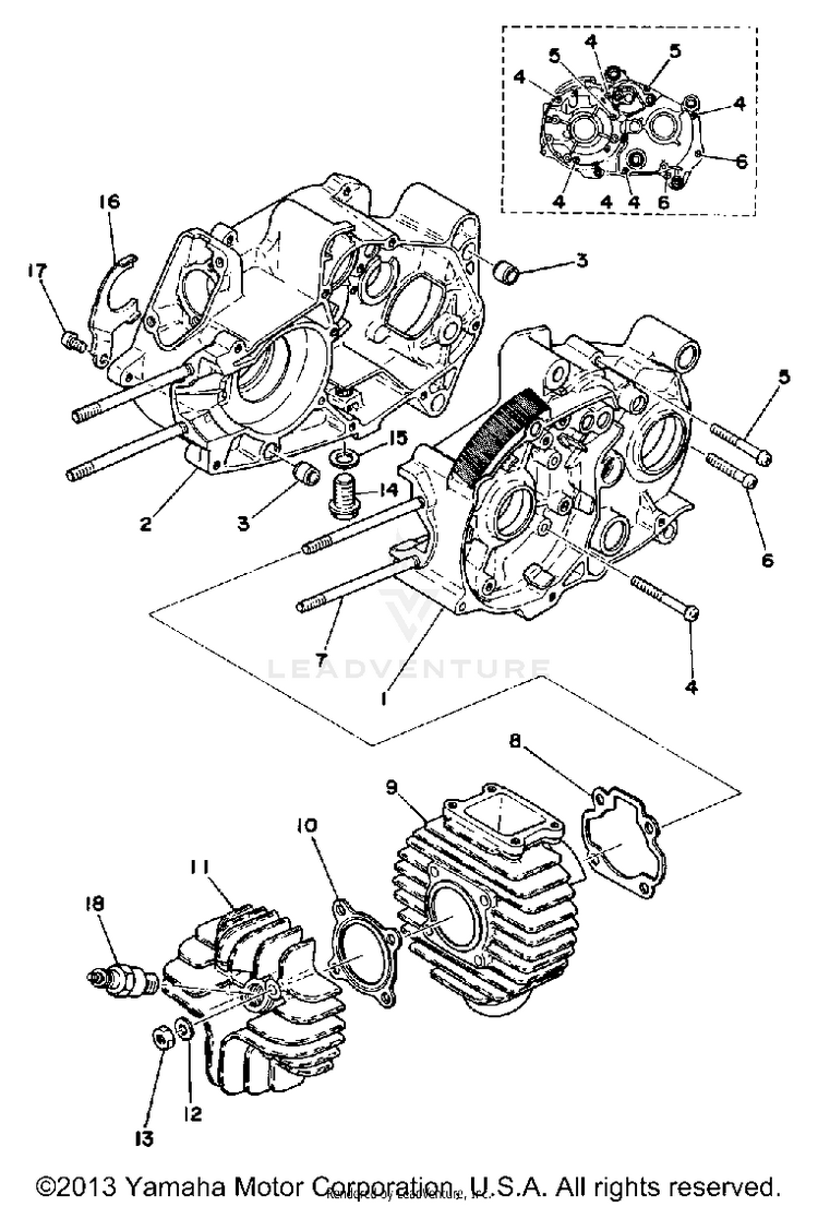 Crankcase - Cylinder LB80IIHC - 1976 Schematic