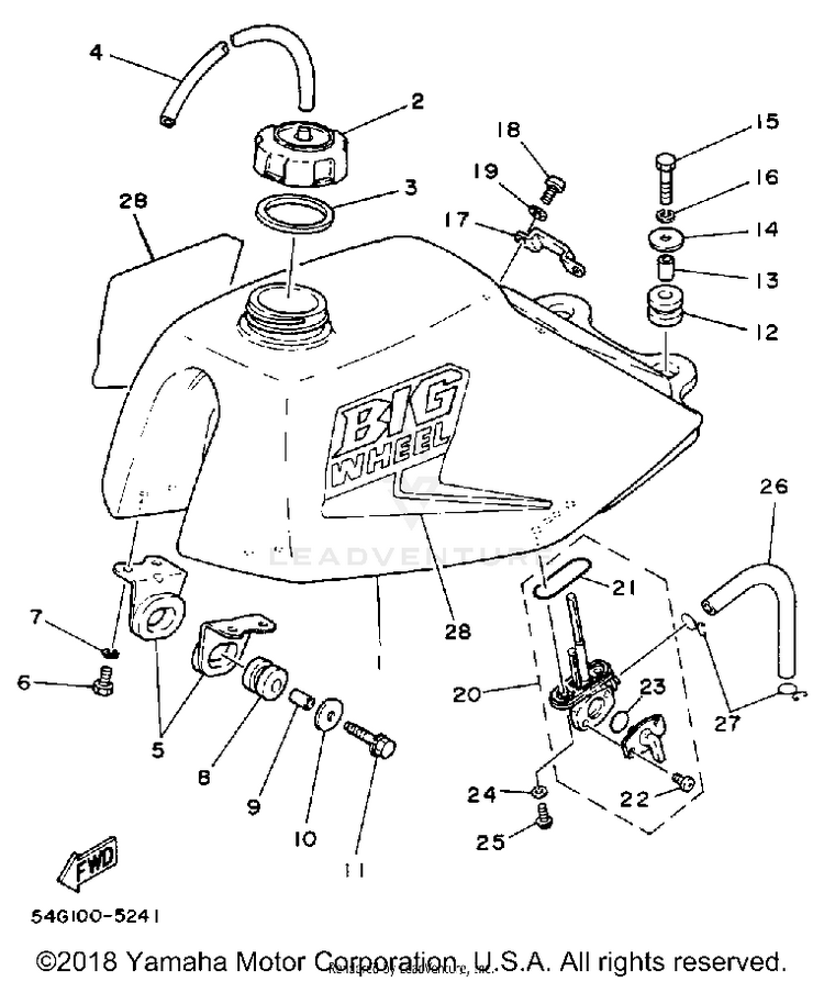 Fuel Tank BIG WHEEL - BW200S - 1986 Schematic
