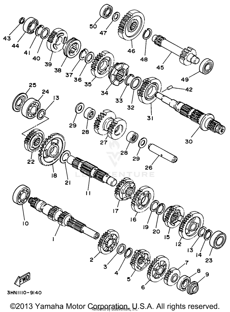 Transmission KODIAK 4WD - YFM400FWH - 1996 Schematic