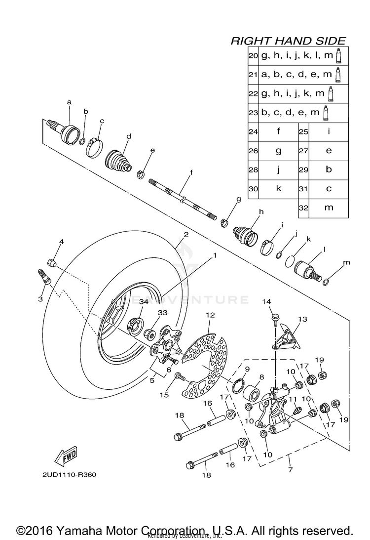 Rear Wheel 2 GRIZZLY 4WD - YFM70GDXGG - 2016 Schematic