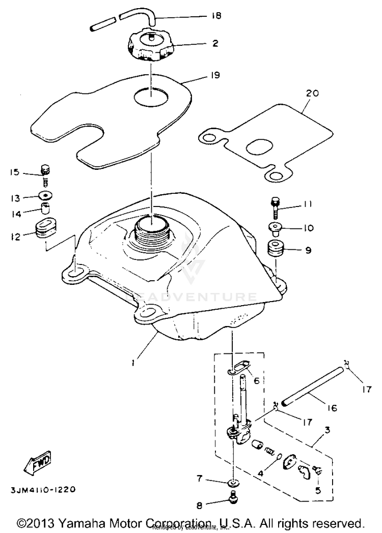 Fuel Tank BLASTER - YFS200E - 1993 Schematic