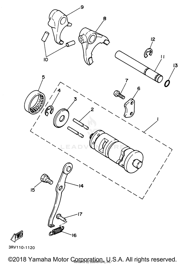 Shift Cam - Shift Fork Schematic