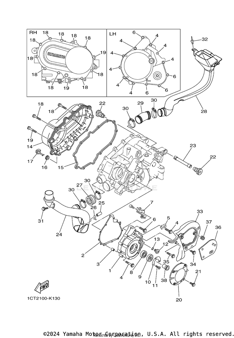 Crankcase Cover 1 GRIZZLEY 450 HUNTING - YFM450DAEH - 2014 Schematic