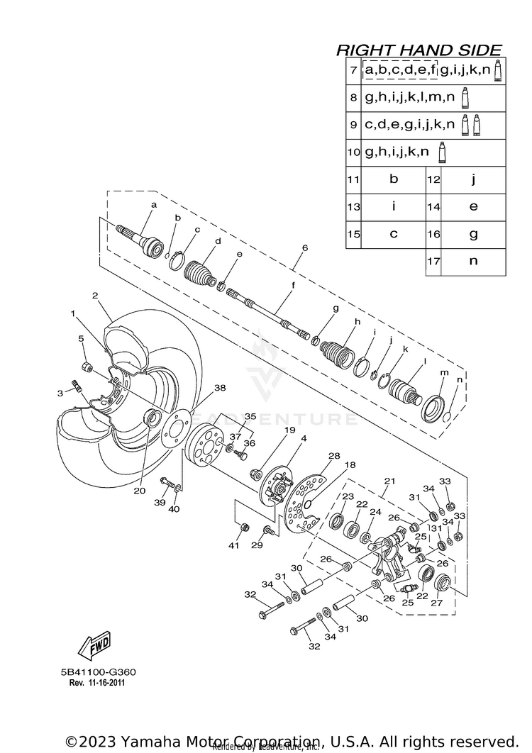 Rear Wheel 2 RHINO 700 FI - YXR7FYGR - 2009 Schematic