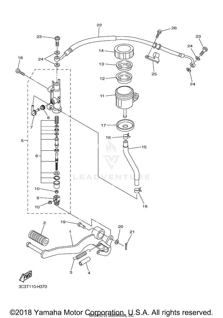 Rear Master Cylinder FZ1 - FZS10ZCB - 2010 Schematic