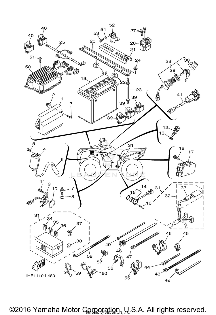 Electrical 1 GRIZZLY 700 EPS 4WD - YFM7FGPBGR - 2012 Schematic