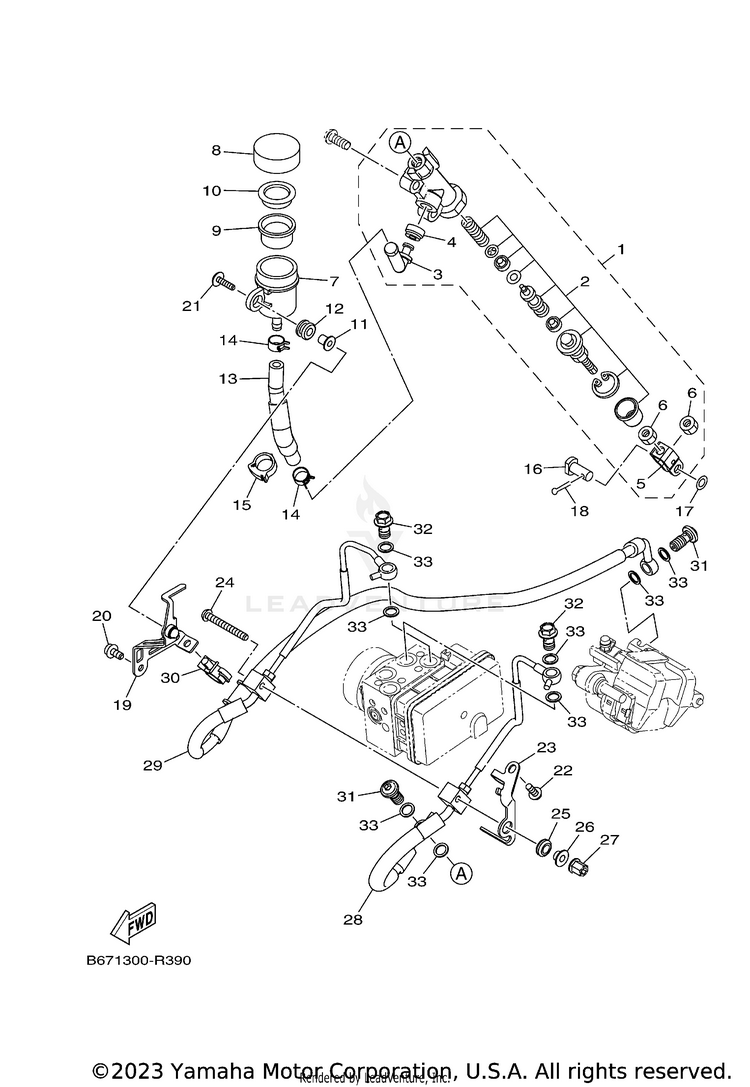 Rear Master Cylinder MT10 - MT10KCB - 2019 Schematic