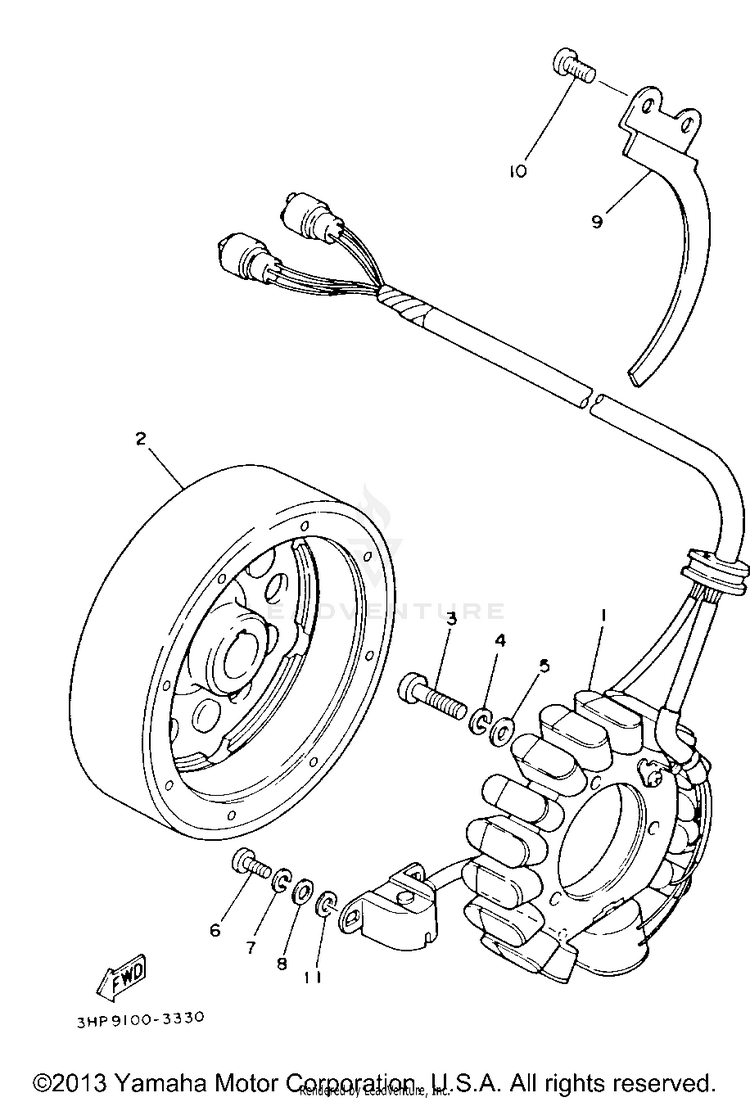 Generator BIG BEAR 4WD - YFM350FWB - 1991 Schematic