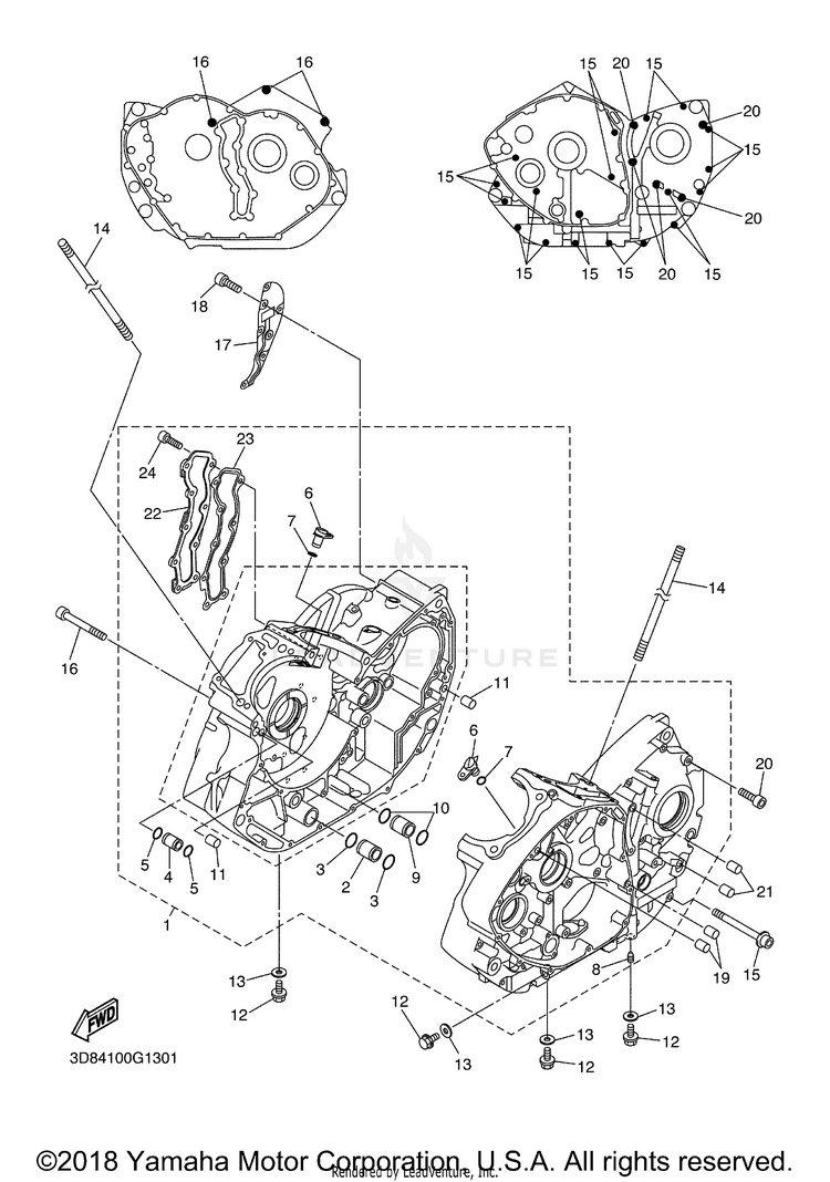Crankcase V STAR 1300 - XVS13AYCB - 2009 Schematic
