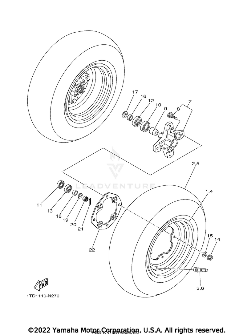 Front Wheel YFZ450R - YFZ450RFL - 2015 Schematic