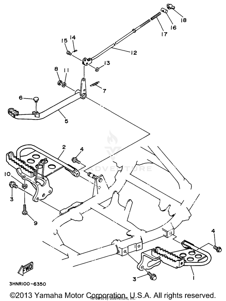 Stand - Footrest KODIAK 4WD - YFM400FWH - 1996 Schematic
