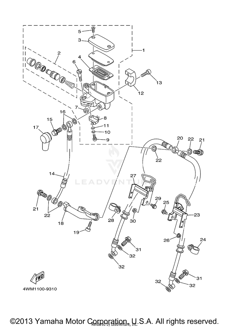 Front Master Cylinder ROAD STAR - XV1600ALMC - 2000 Schematic