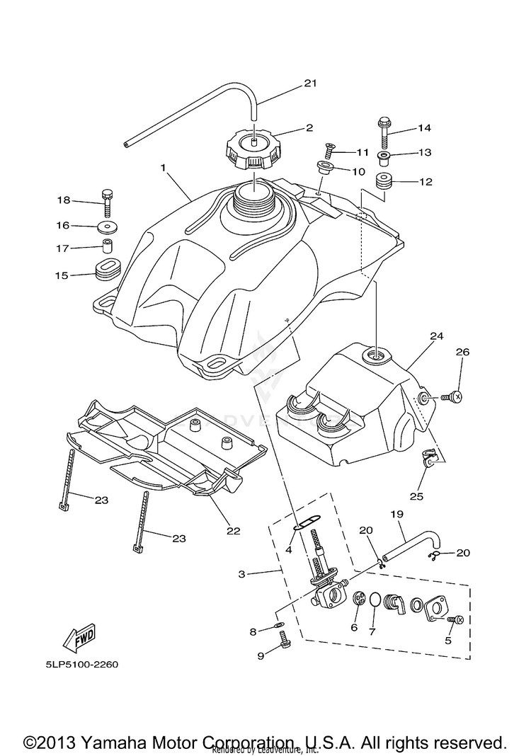 Fuel Tank RAPTOR  660R - YFM660RR - 2003 Schematic