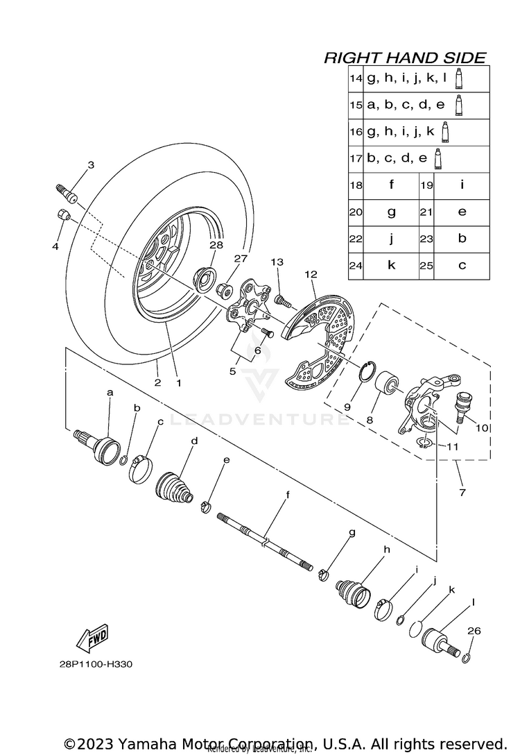 Front Wheel 2 GRIZZLY 700 FI 4WD - YFM7FGZGR - 2010 Schematic