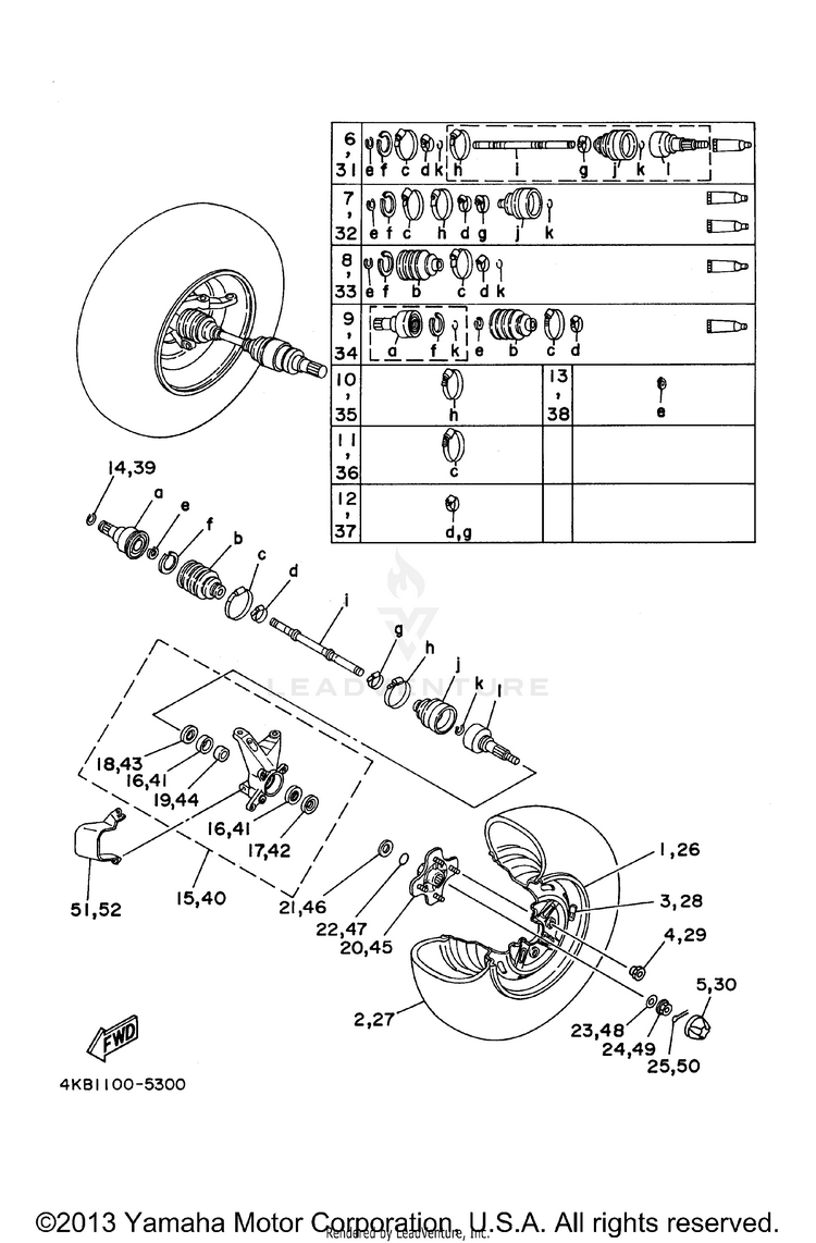 Front Wheel WOLVERINE 4WD - YFM350FXH - 1996 Schematic