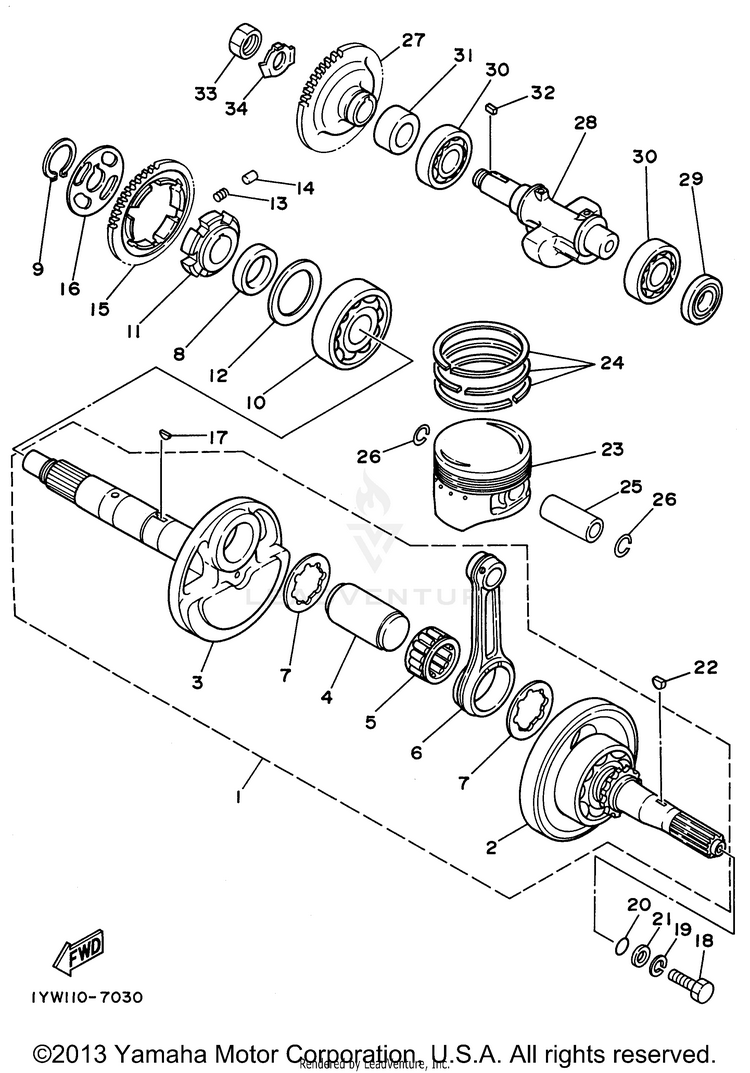 Crankshaft - Piston BIG BEAR 4WD - YFM350FWH - 1996 Schematic