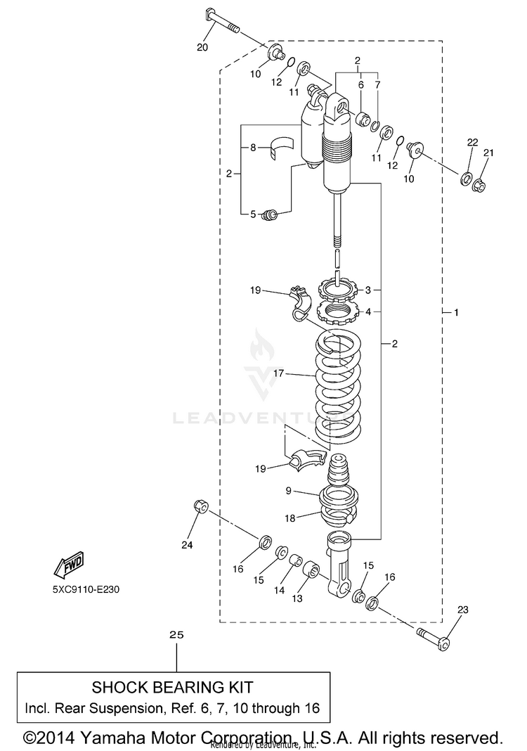 Rear Suspension YZ250F - YZ250FV - 2006 Schematic