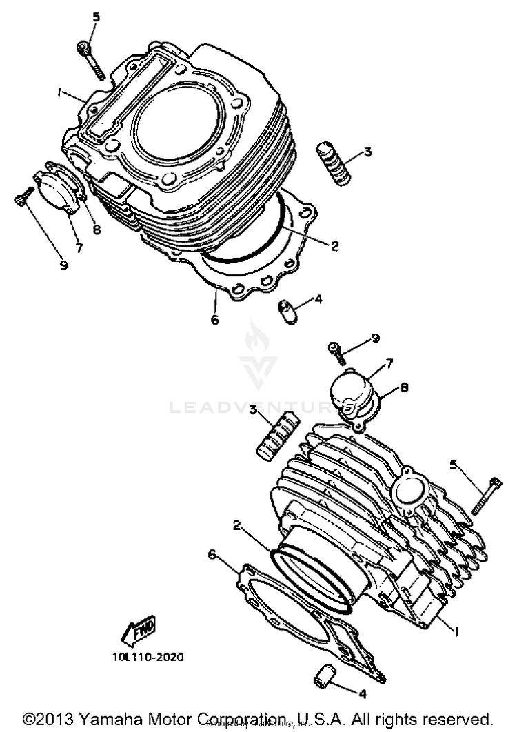 Cylinder VIRAGO 700 - XV700SSC - 1986 Schematic