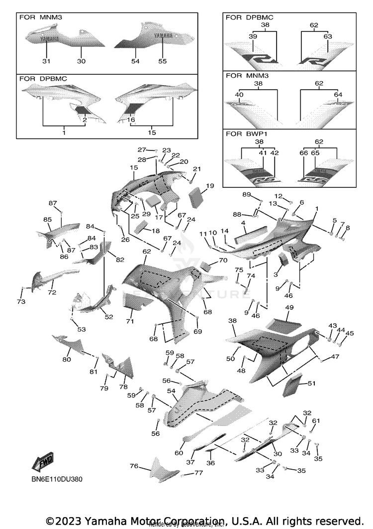 Cowling 2 YZFR6 - YZFR6KCGY - 2019 Schematic