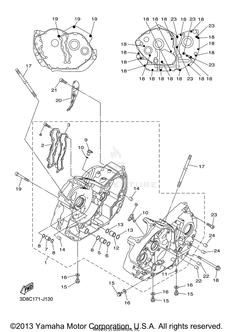 Crankcase V STAR 1300 TOURER - XVS13CTZCB - 2010 Schematic