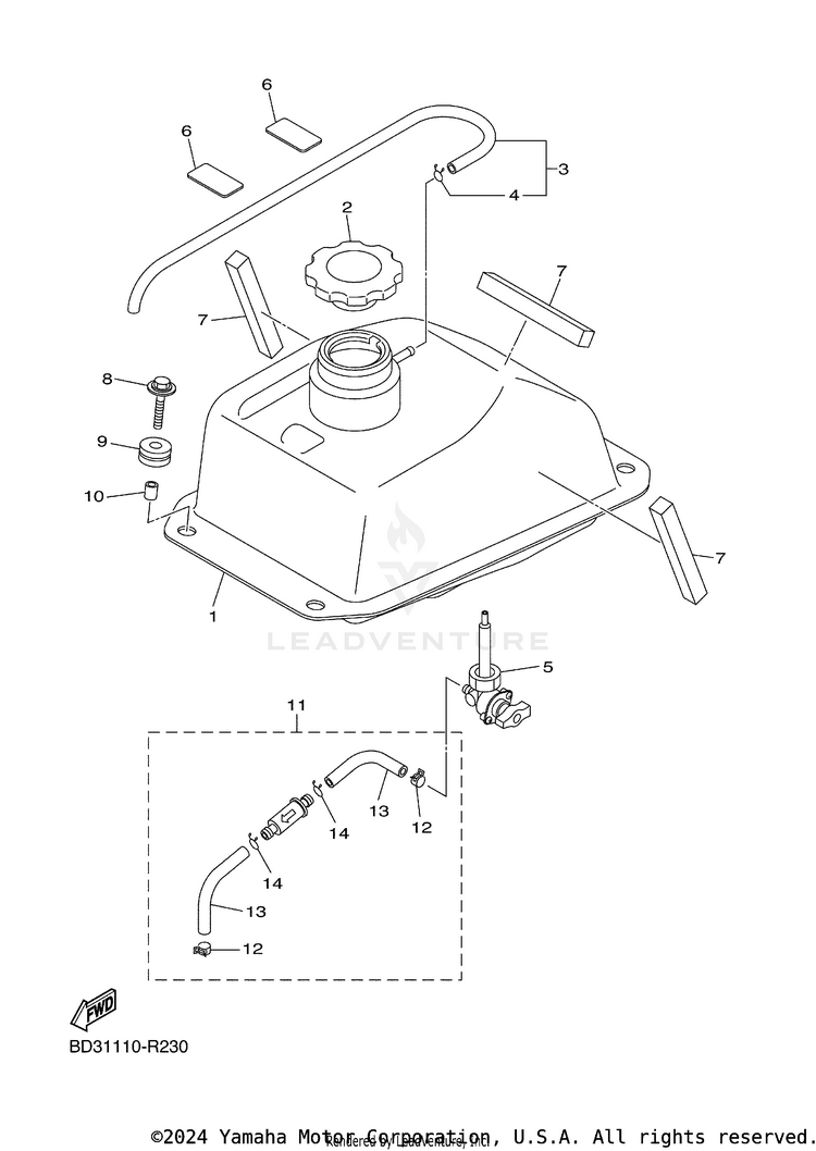 Fuel Tank RAPTOR 90 - YFM09RYXJL - 2018 Schematic