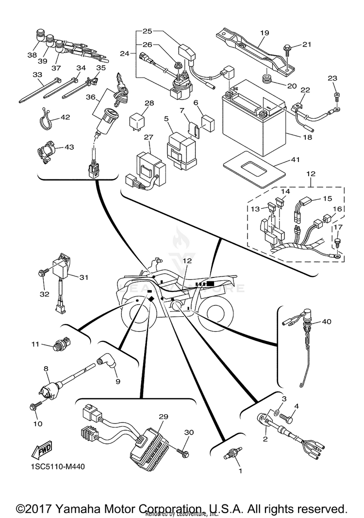 Electrical 1 GRIZZLY 300 - YFM30GDGR - 2013 Schematic