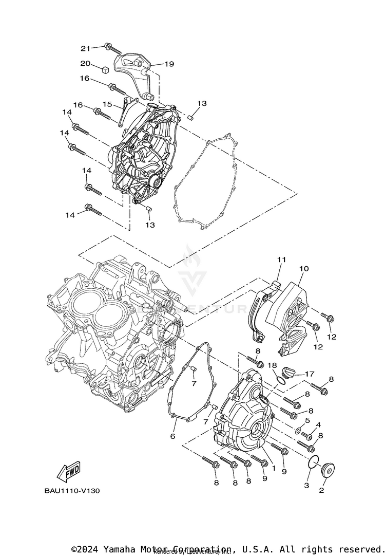 Crankcase Cover 1 TENERE 700 - XTZ7MCB - 2021 Schematic